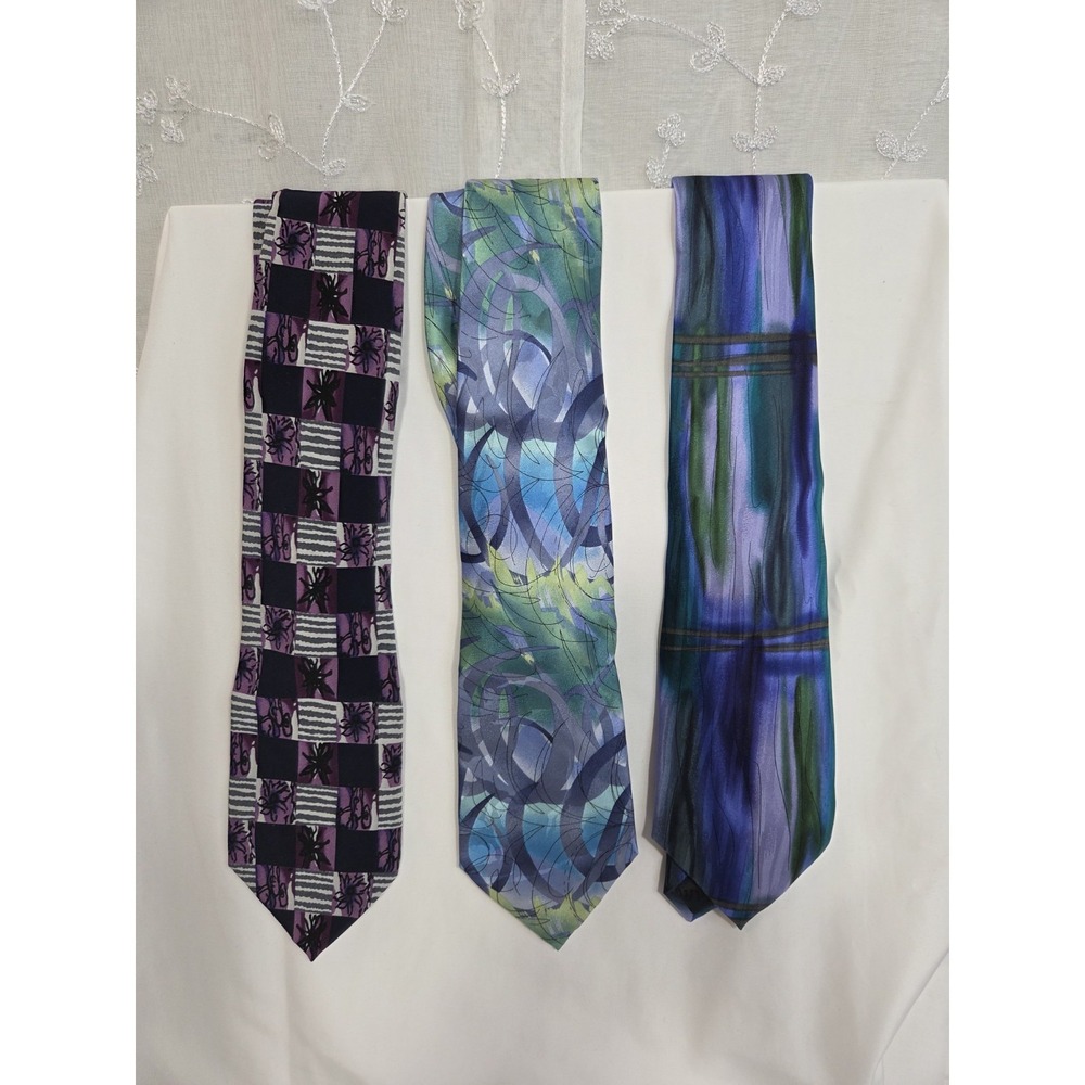 J Garcia Purple Tie Lot of 3‎  Tree Collection